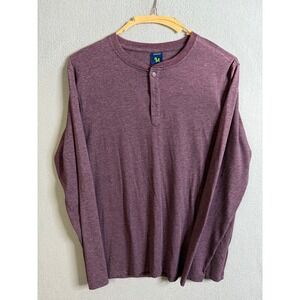 ZENGJO Henley Shirt Men's Medium‎ Long Sleeve Plum Casual